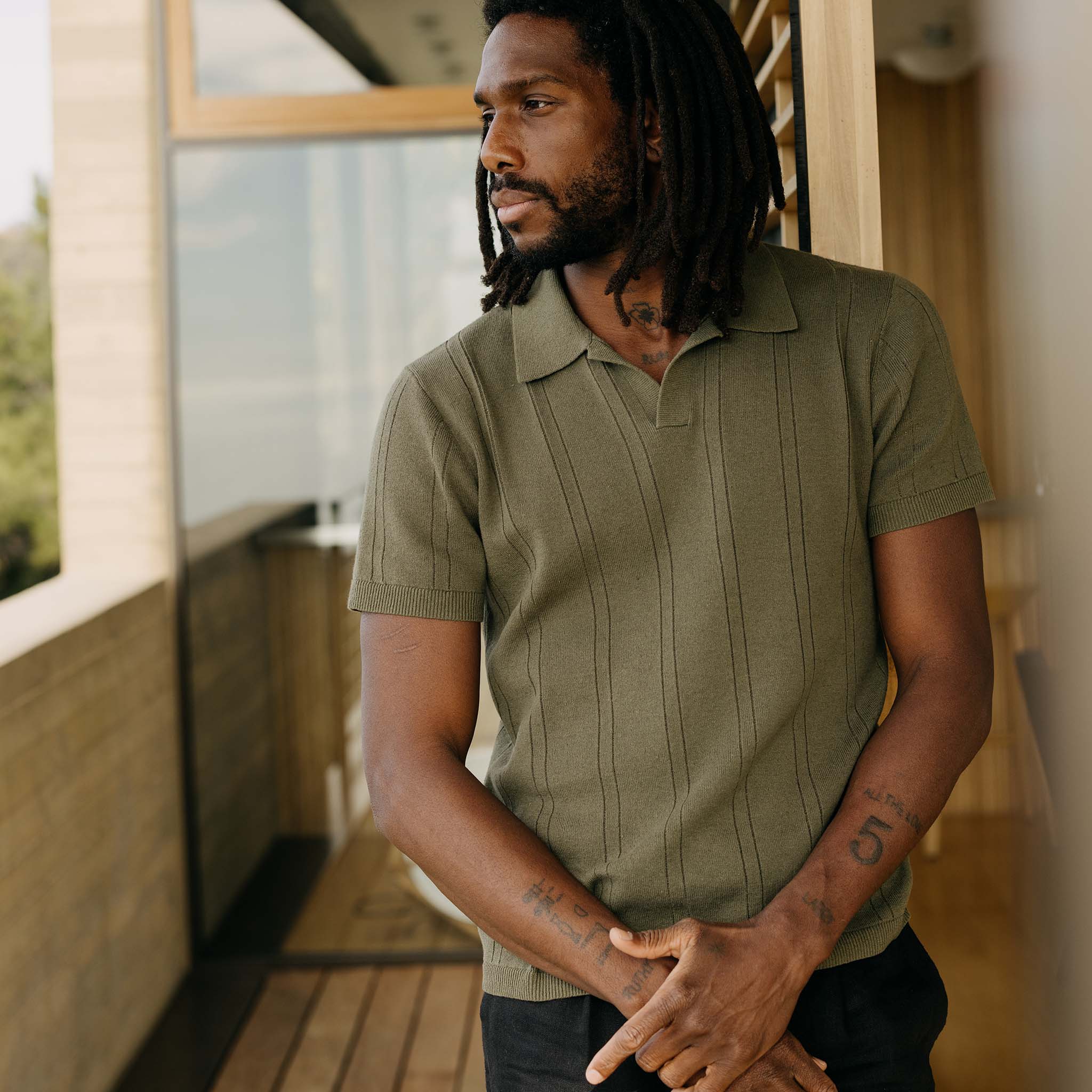 The Valencia Sweater Polo in Cilantro Rib - Image 2
