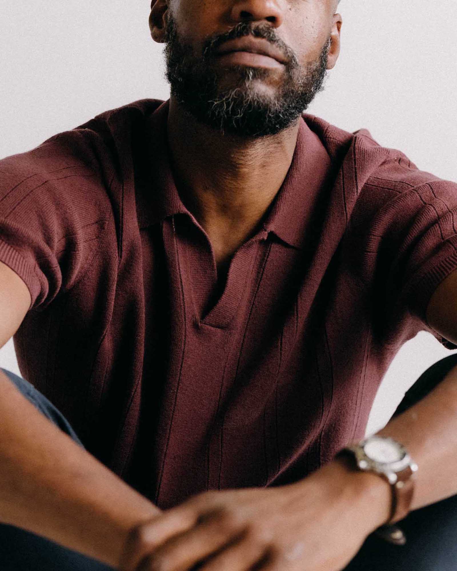 The Valencia Sweater Polo in Dried Cherry Rib - Image 3