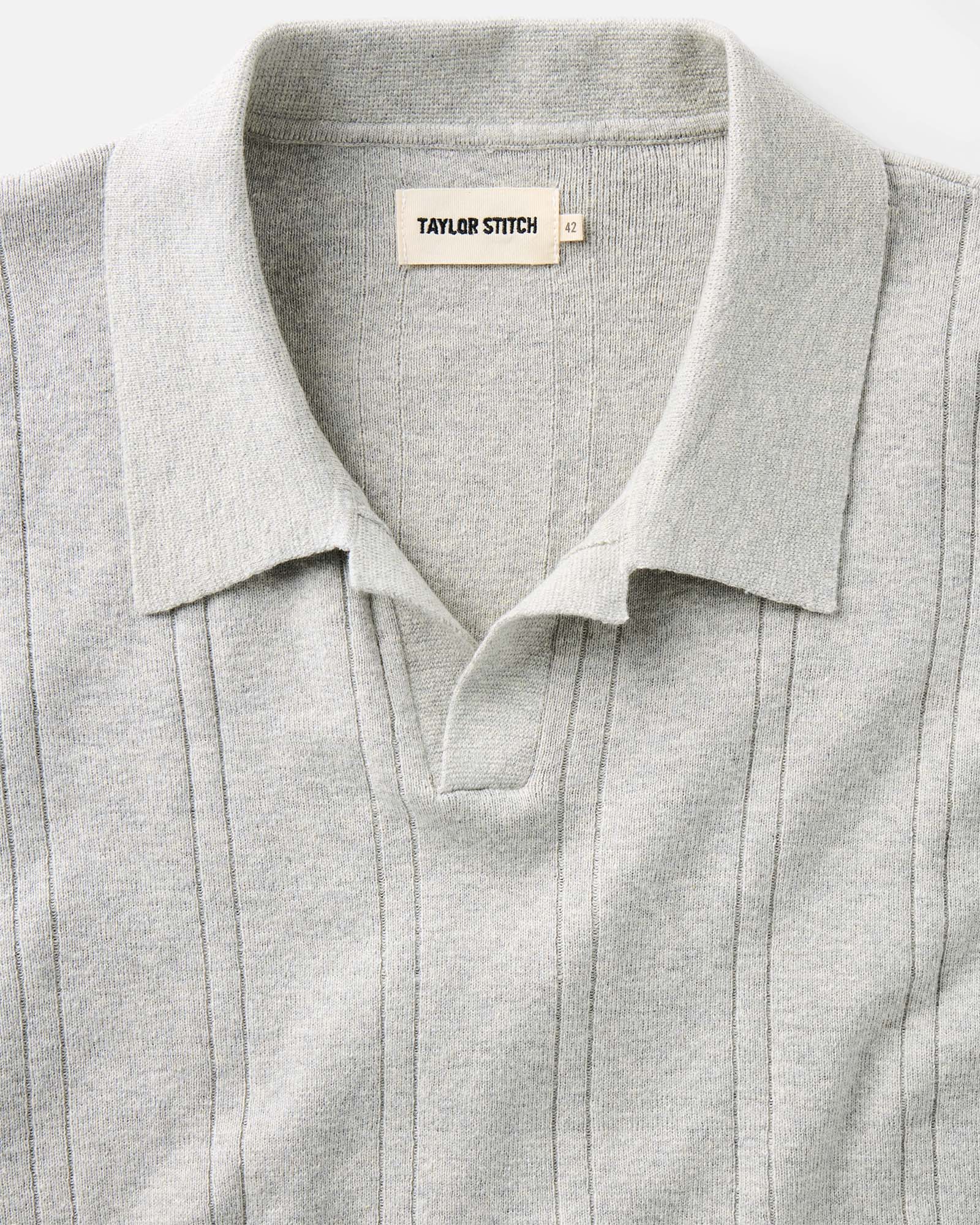 The Valencia Sweater Polo in Heather Grey Rib - Image 4