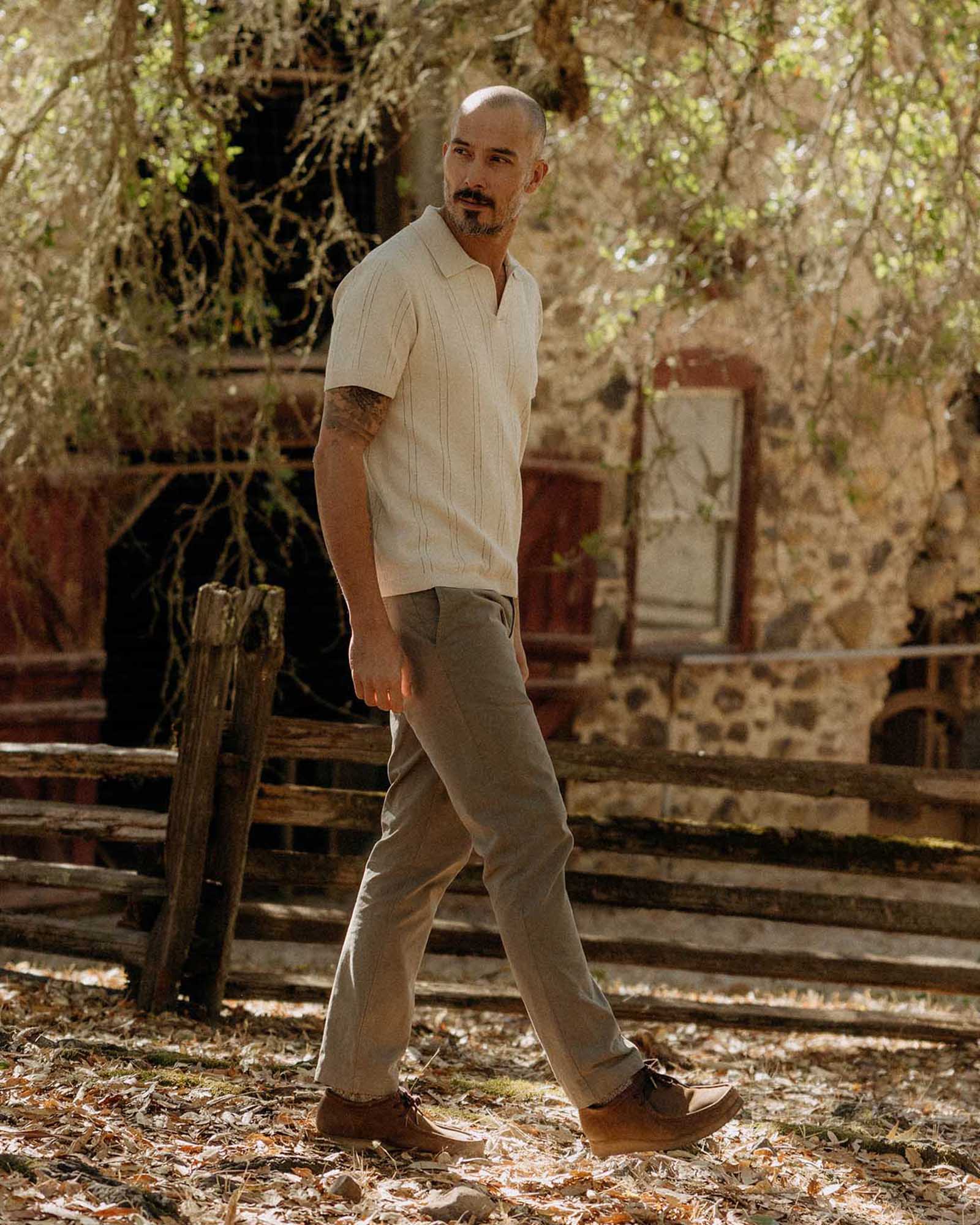 The Valencia Sweater Polo in Heather Oat Rib - Image 4