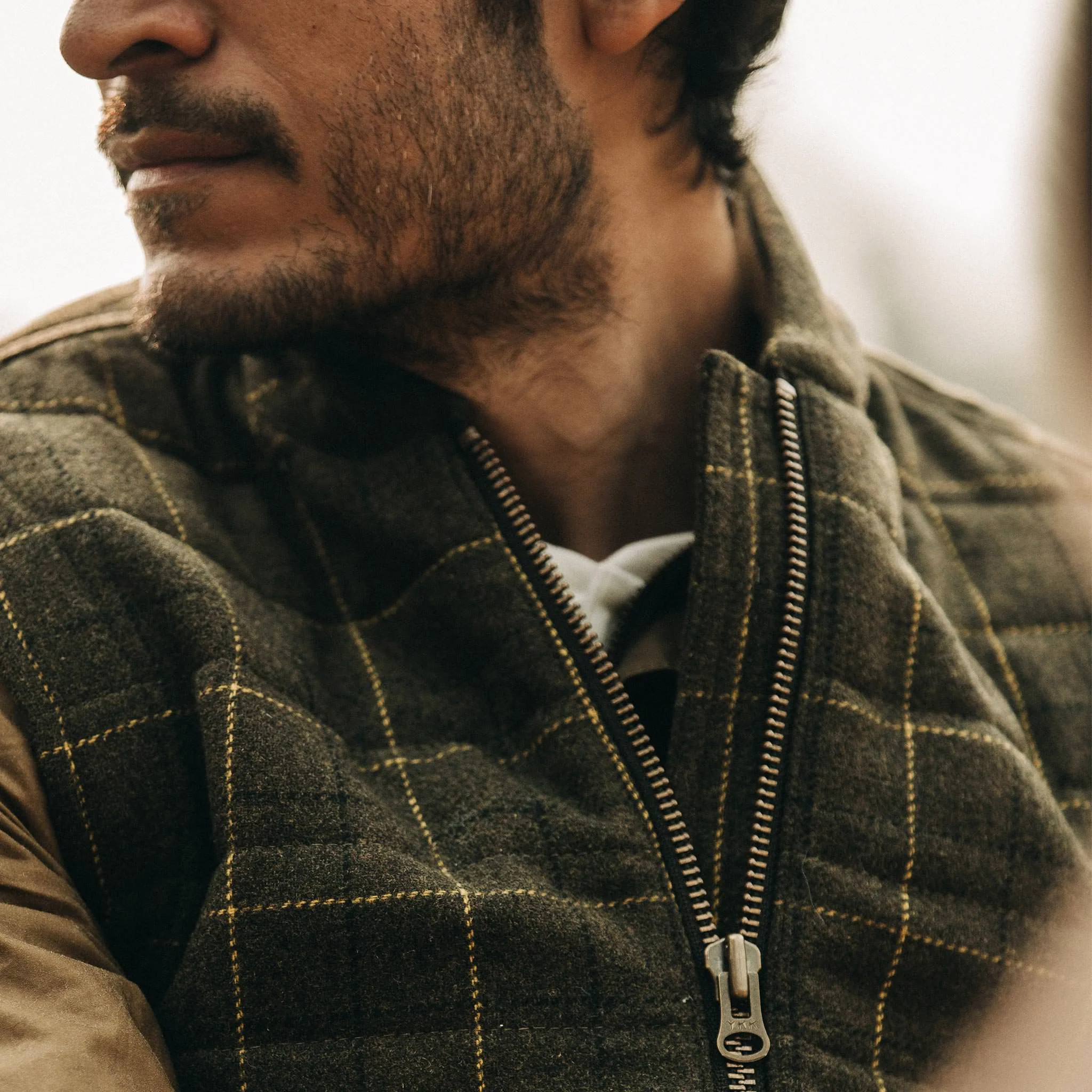 The Vertical Vest in Olive Plaid Wool - Image 3
