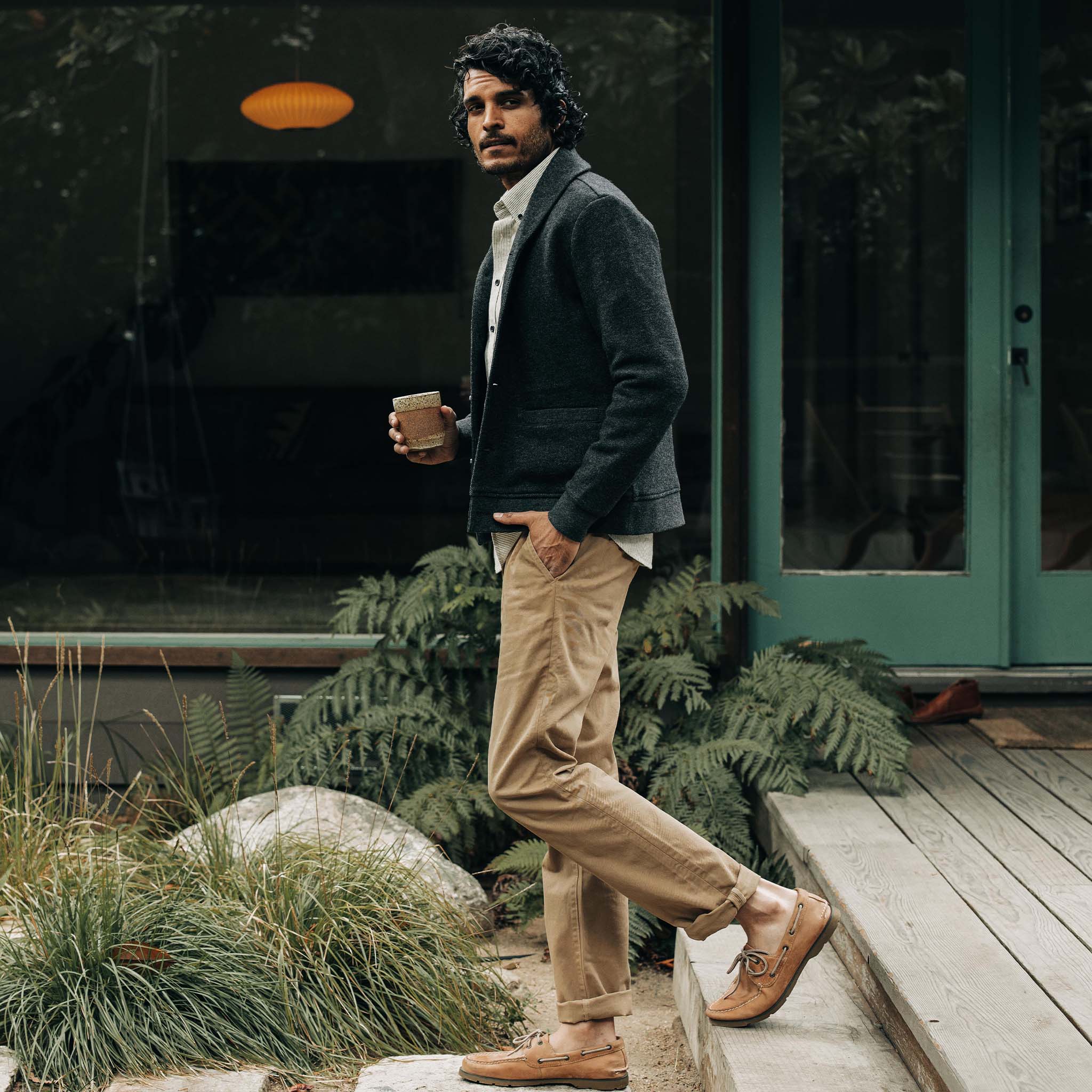 The Weekend Cardigan in Charcoal Herringbone Wool - Image 5