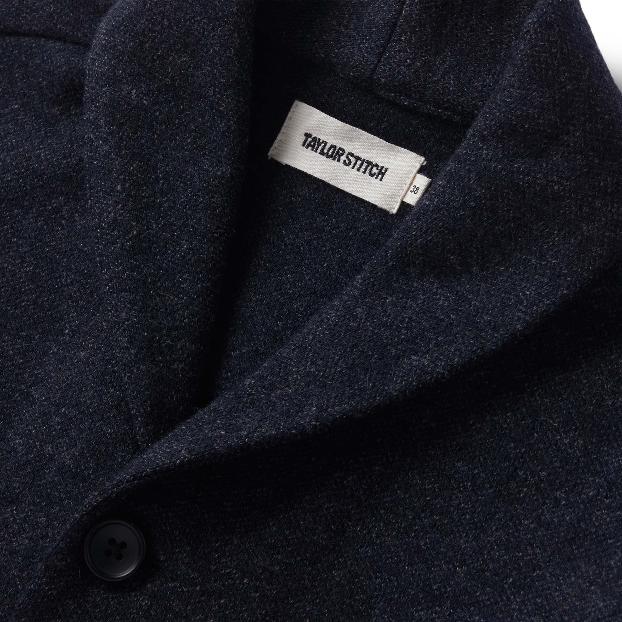 The Weekend Cardigan in Navy Herringbone Wool - Image 6