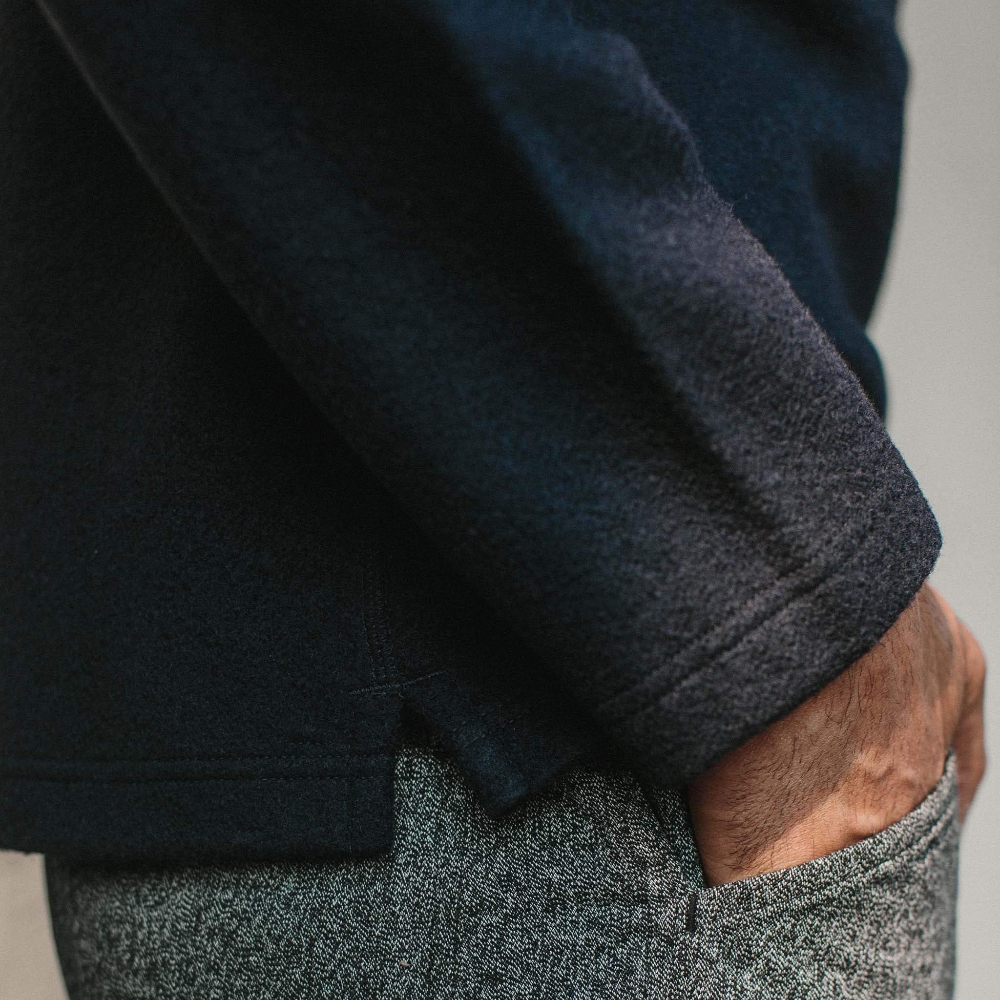 The Weekend Crewneck in Navy Boiled Wool - Image 4