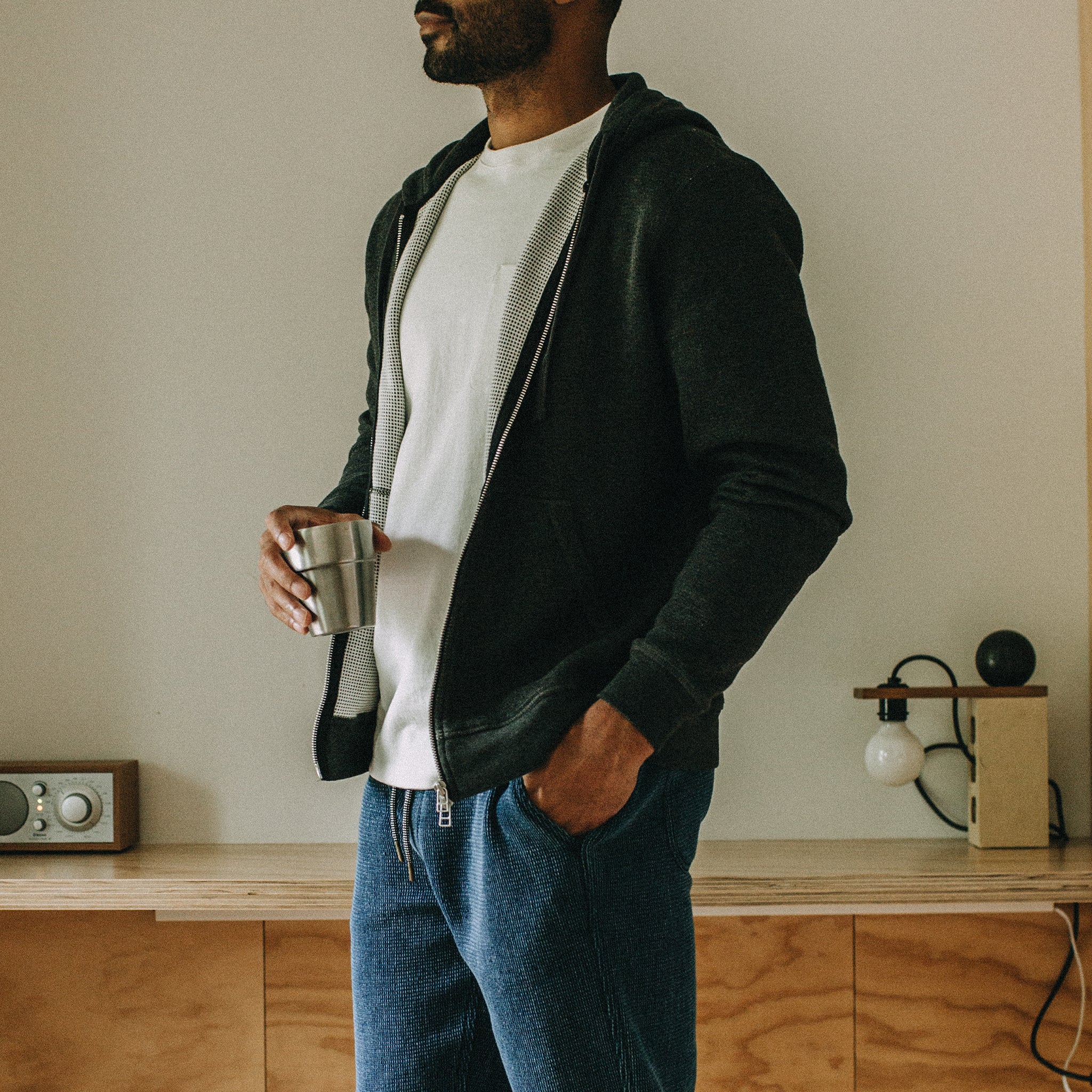 The Weekend Hoodie in Coal Double Knit - Image 2