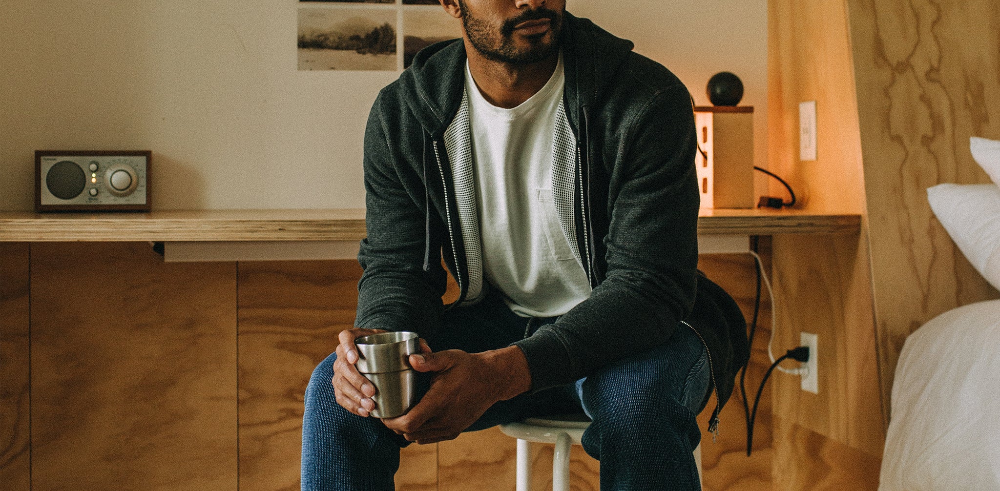 The Weekend Hoodie in Coal Double Knit - Image 8