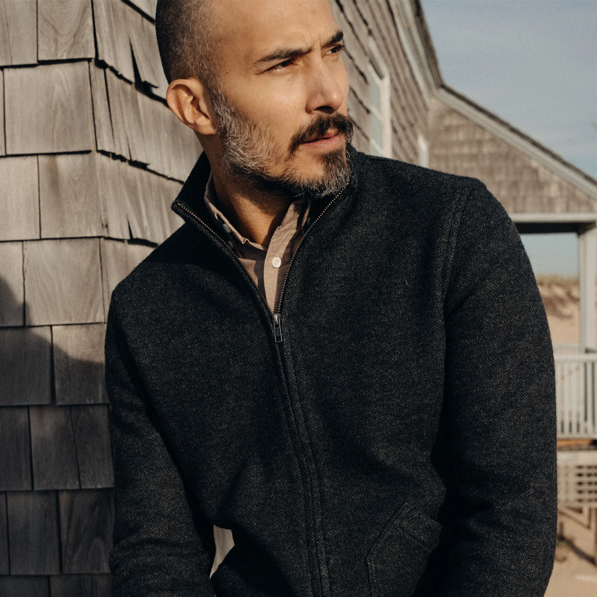 The Weekend Jacket in Charcoal Birdseye Wool - Image 2