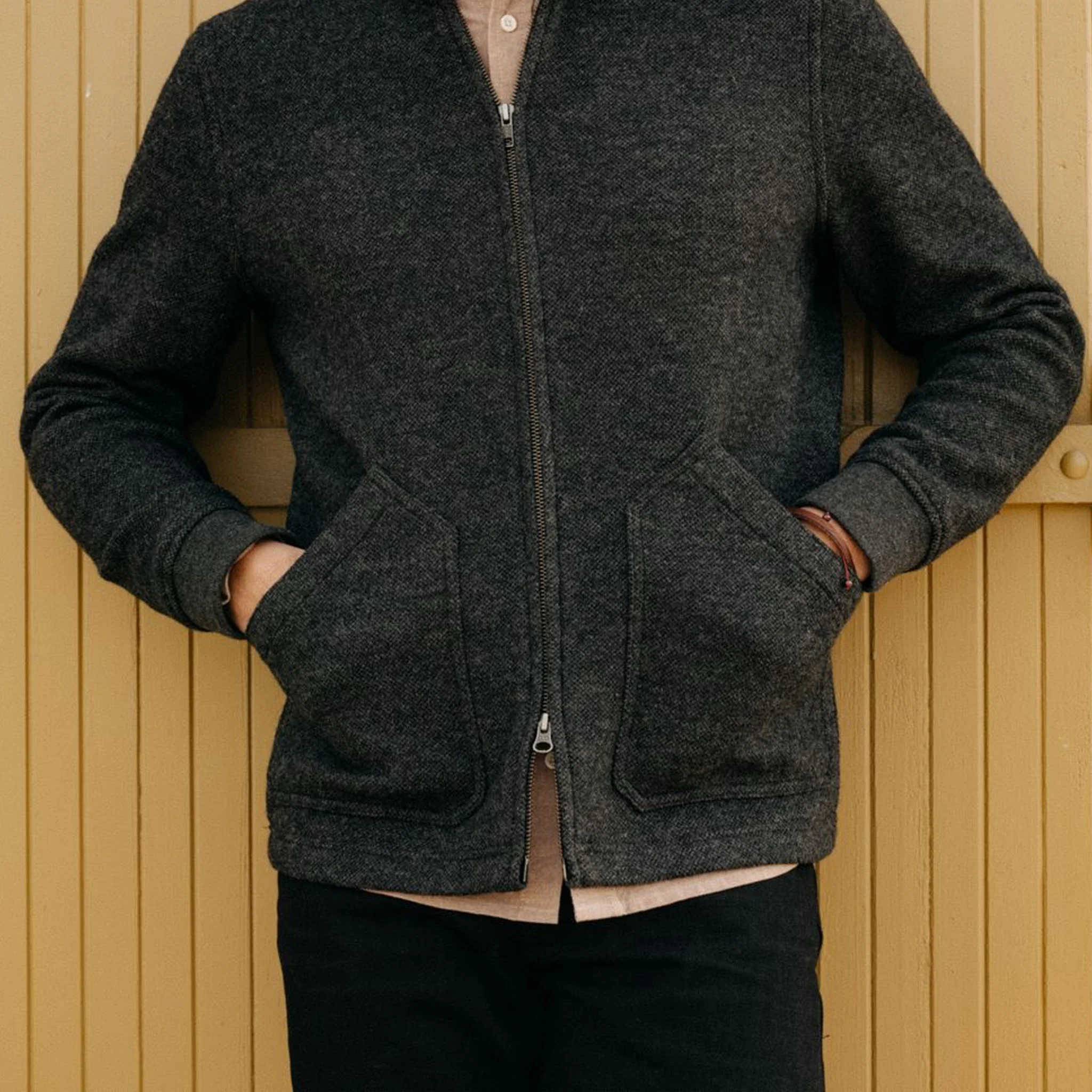The Weekend Jacket in Charcoal Birdseye Wool - Image 3