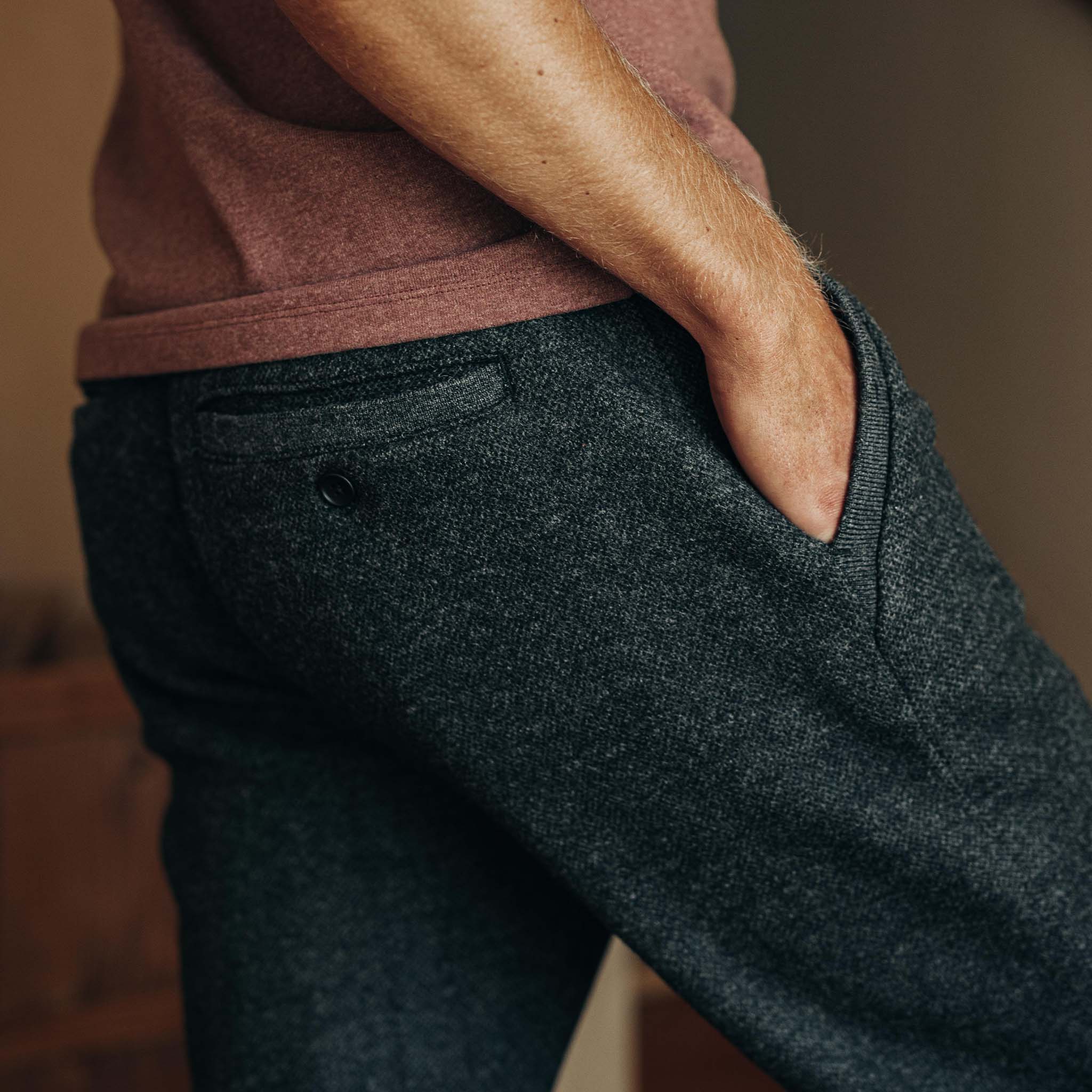 The Weekend Pant in Charcoal Herringbone Wool - Image 3