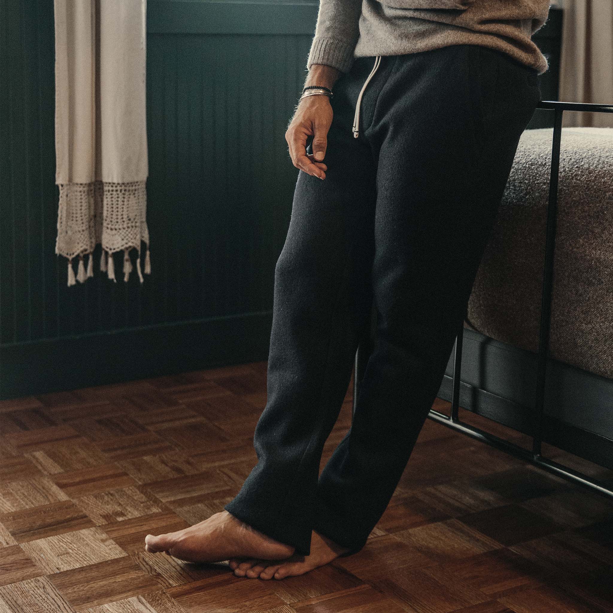 The Weekend Pant in Navy Boiled Wool - Image 2