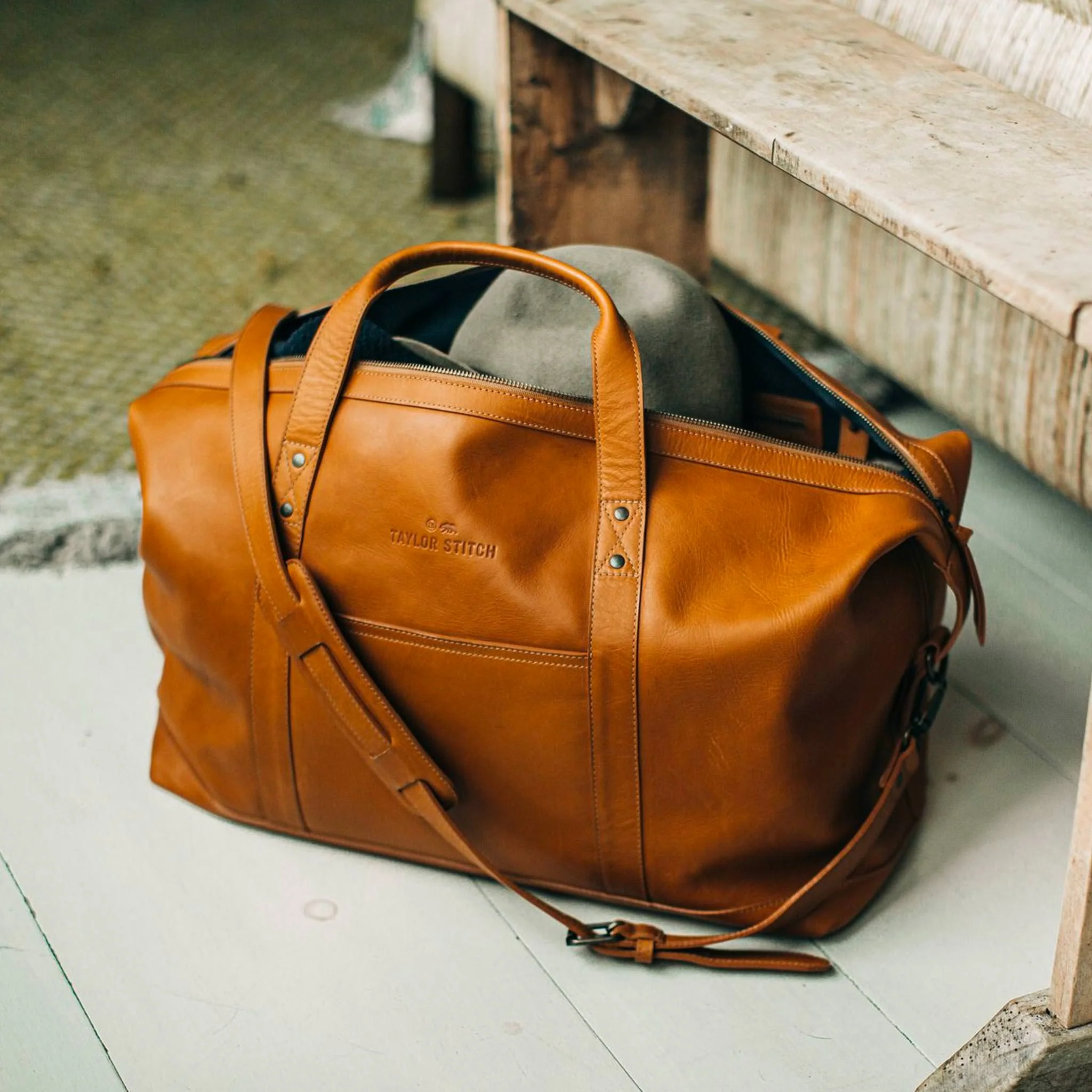 The Weekender Duffle Bag in Saddle Tan - Image 2