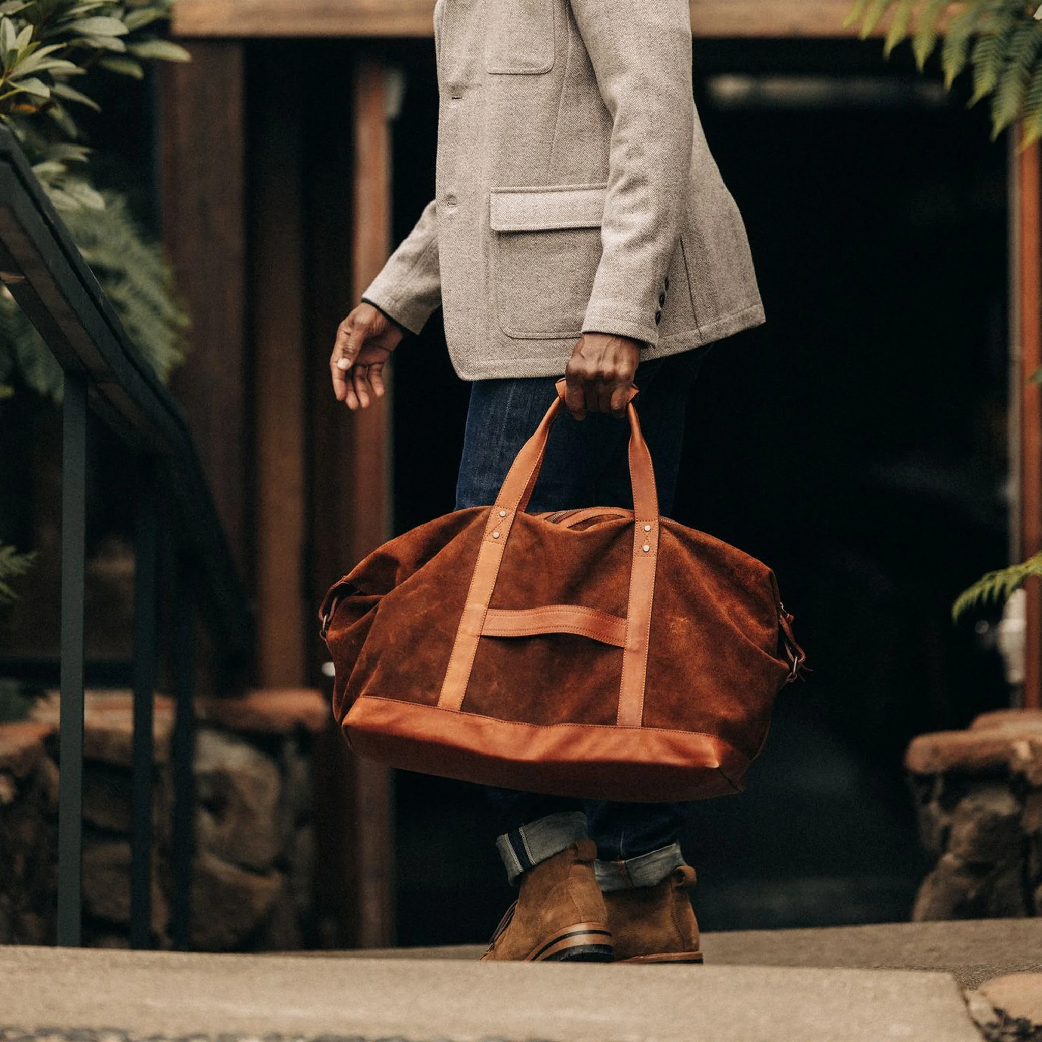 The Weekender Duffle in Chocolate Roughout - Image 4