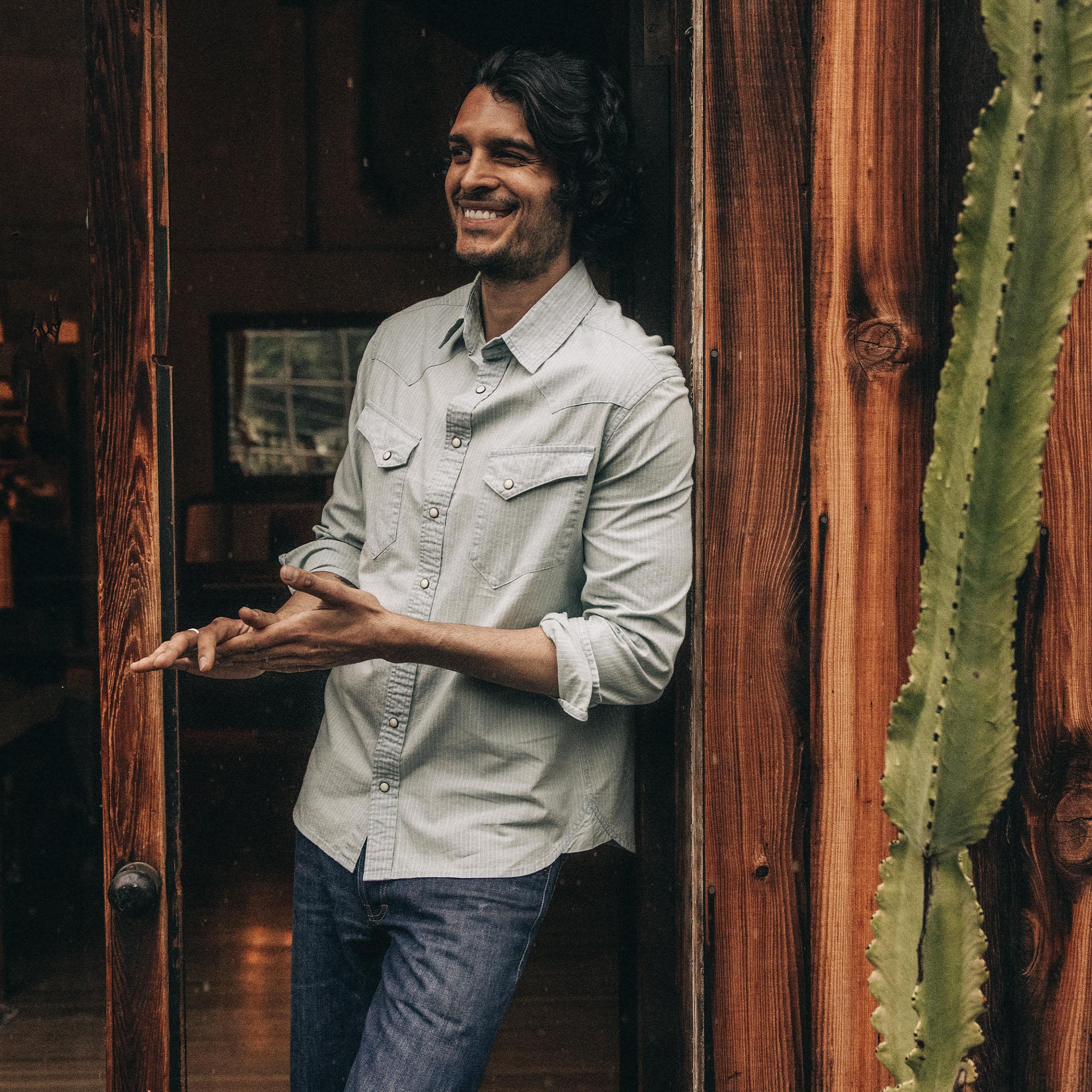 The Western Shirt in Bleached Indigo Stripe - Image 2