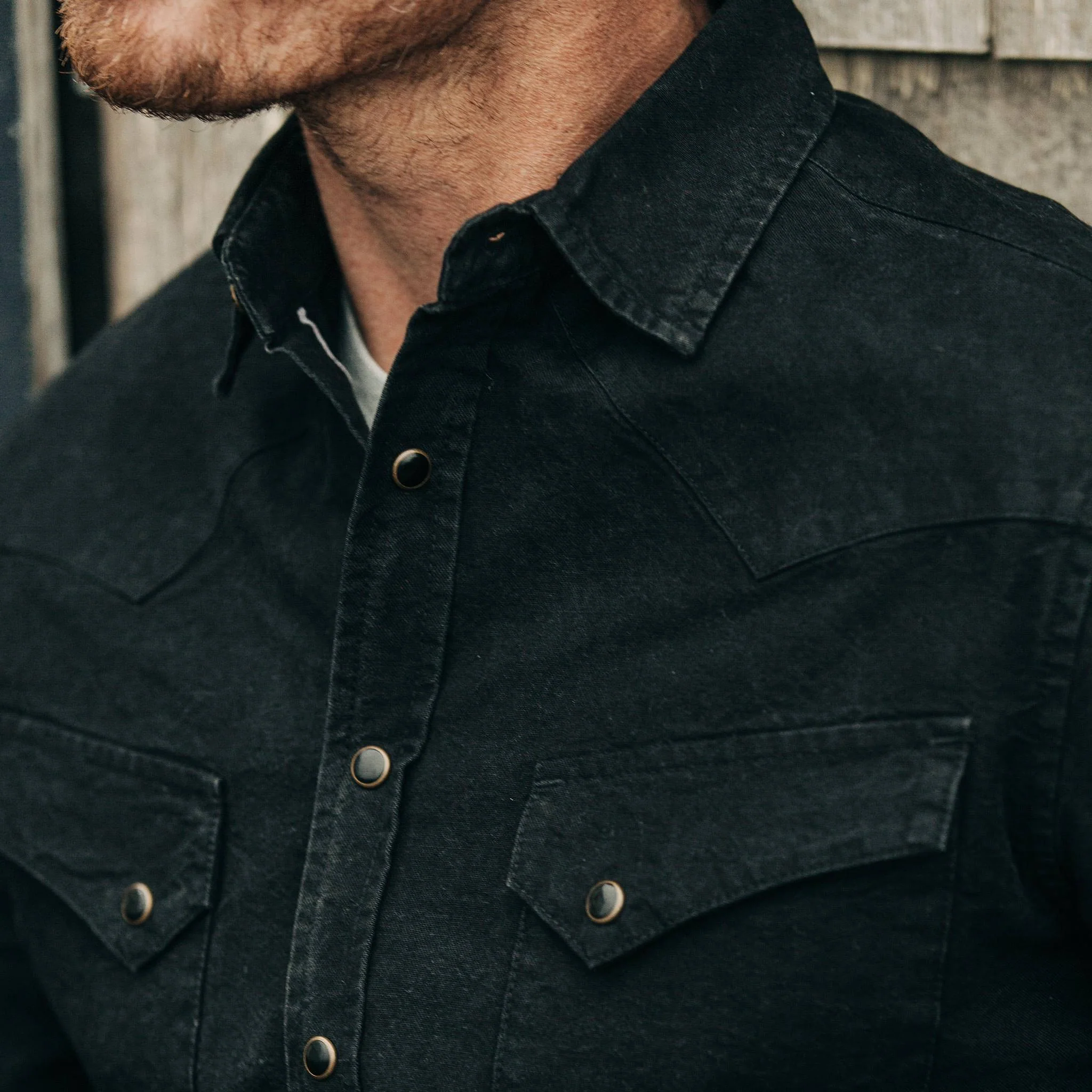 The Western Shirt in Washed Black Selvage Chambray - Image 3