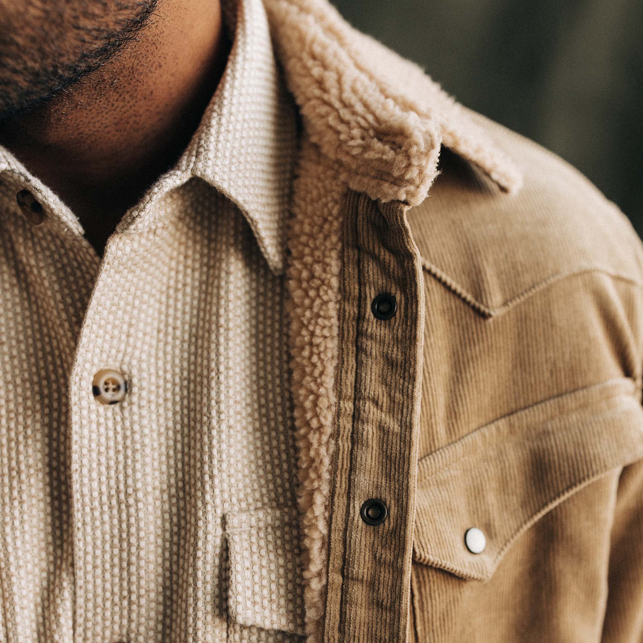 The Western Shirt Jacket in Dark Khaki Corduroy - Image 4