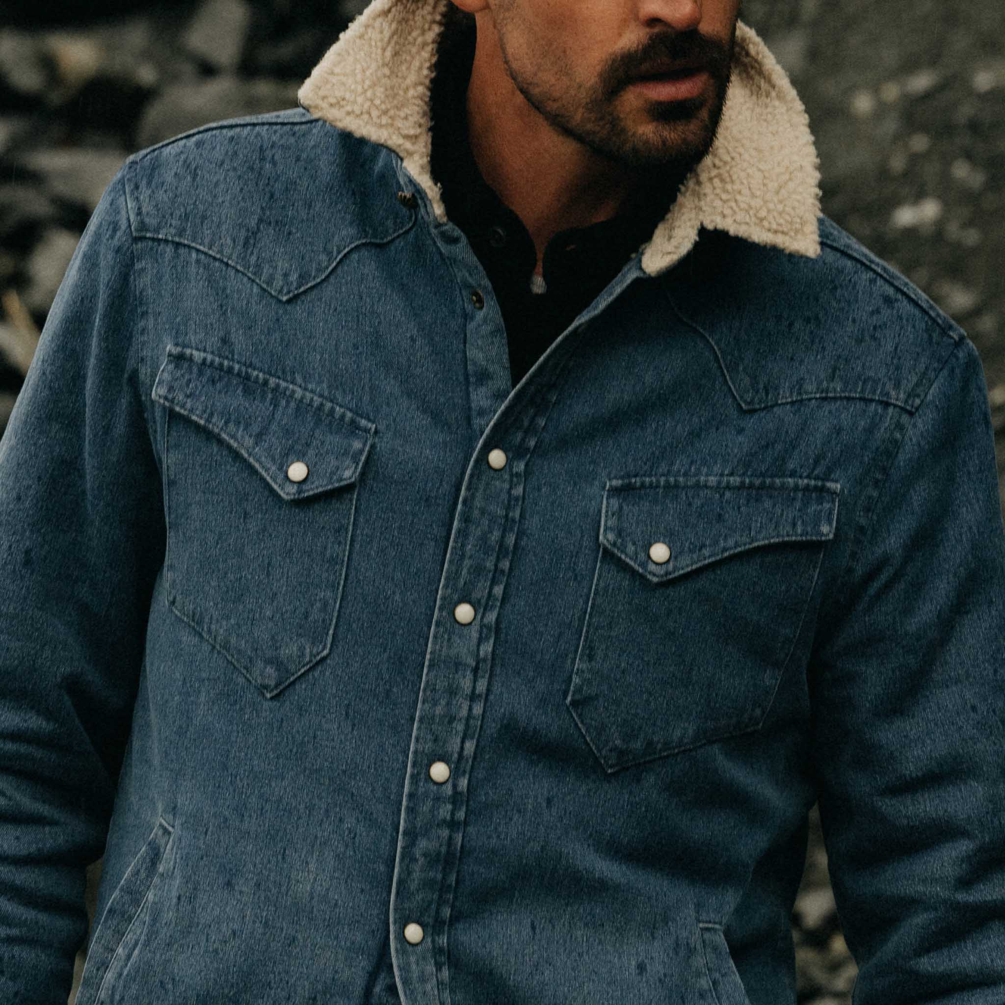 The Western Shirt Jacket in Washed Indigo - Image 3