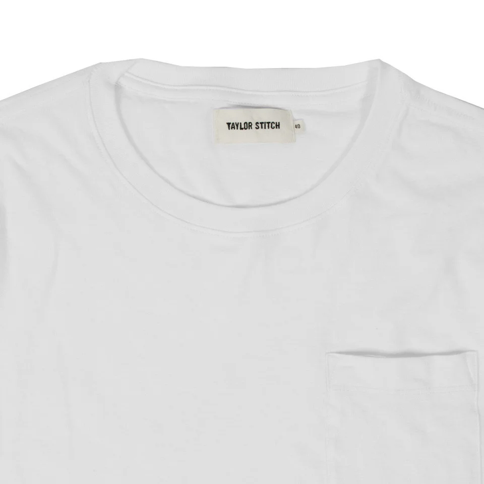 The Crewneck Pocket Tee in White - Image 3