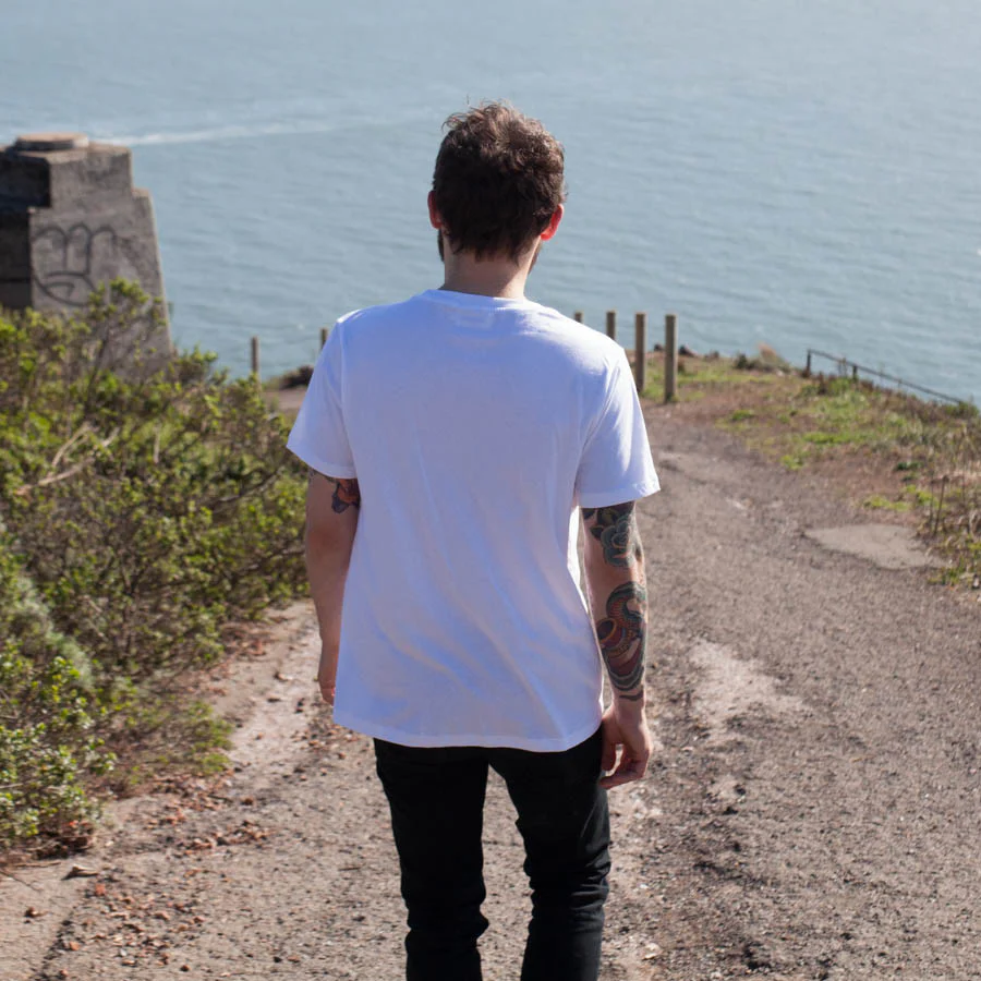 The Crewneck Pocket Tee in White - Image 5