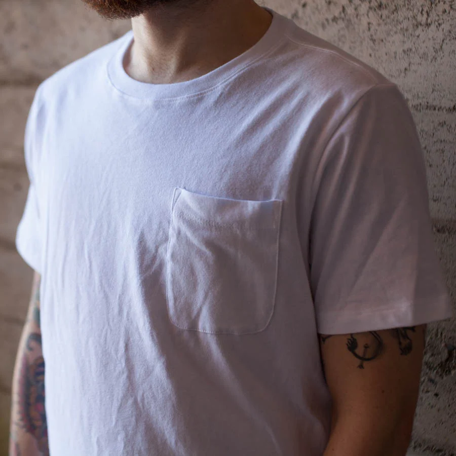 The Crewneck Pocket Tee in White - Image 6