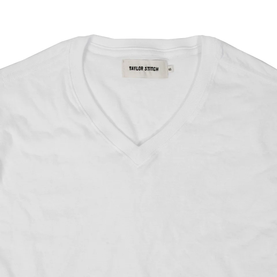 The V-Neck Tee in White - Image 3