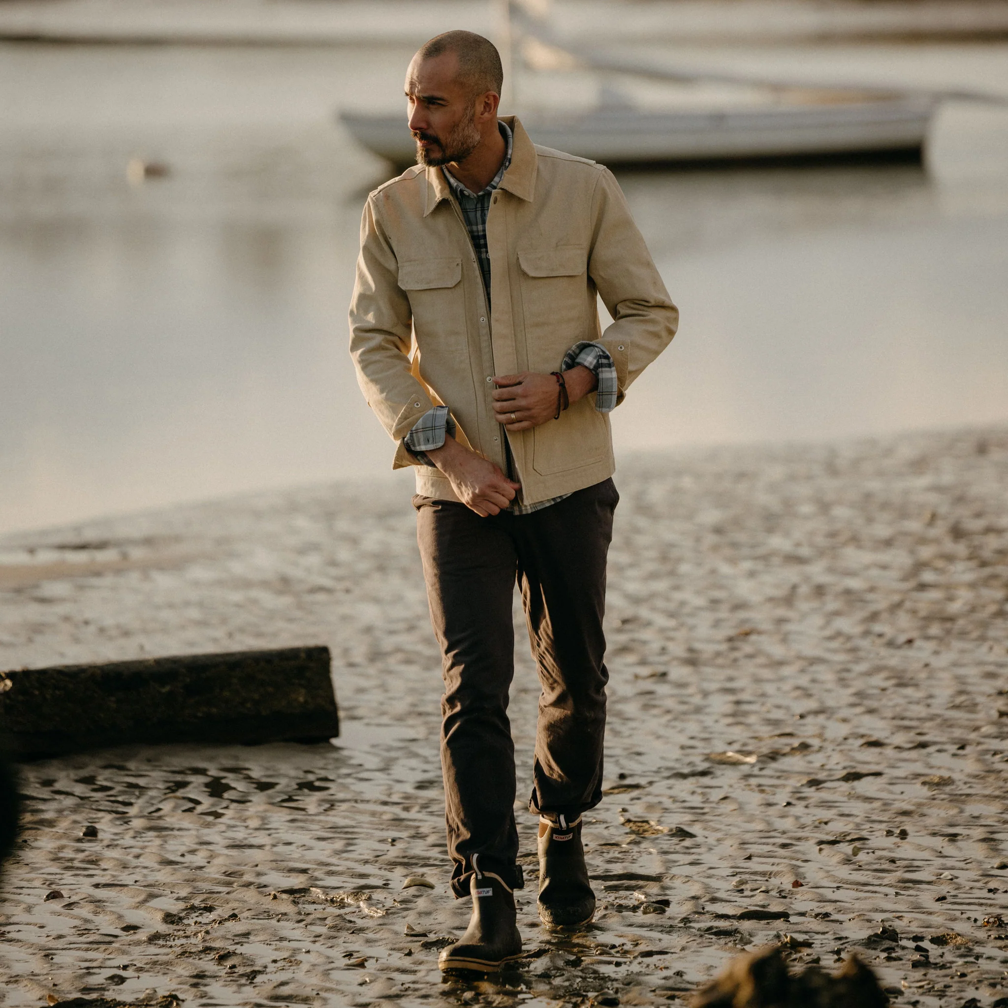 The Workhorse Utility Jacket in Light Khaki Chipped Canvas - Image 3