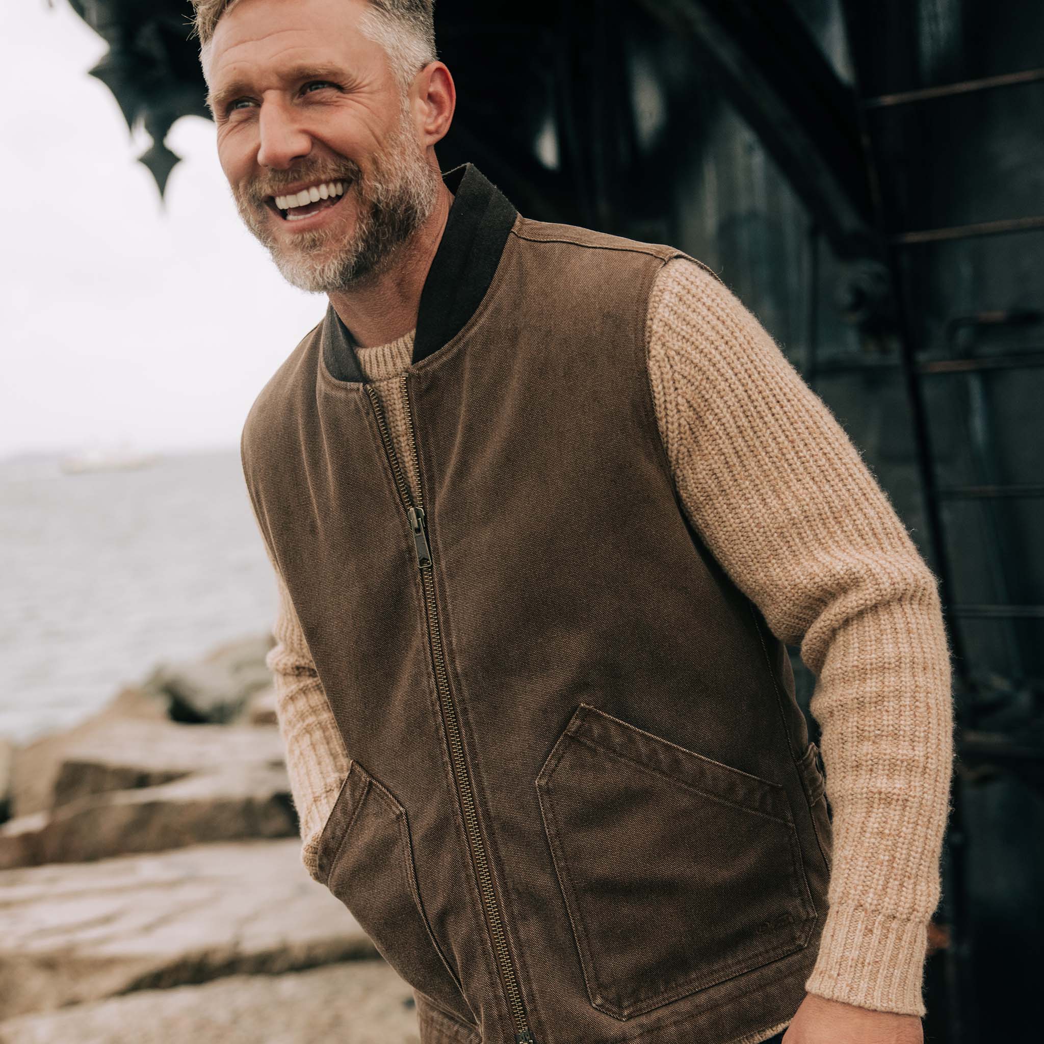 The Workhorse Vest in Aged Penny Chipped Canvas - Image 3