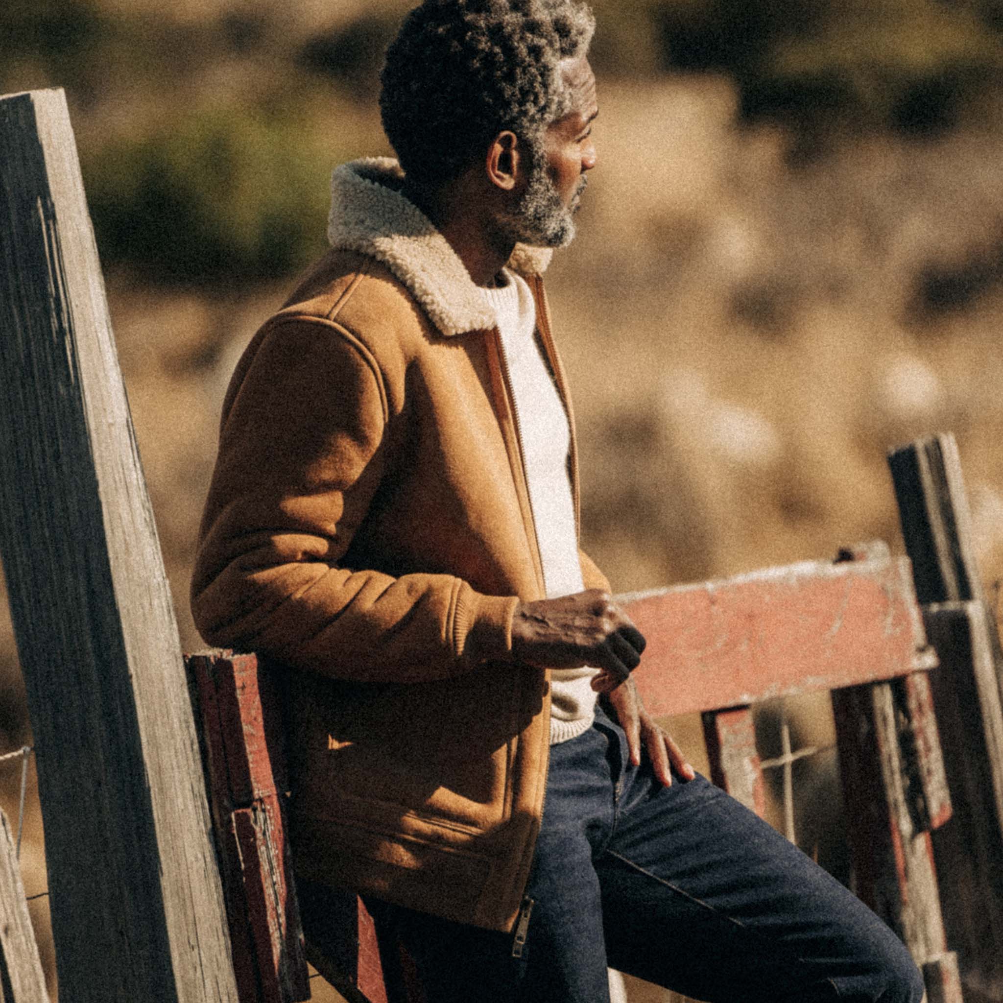 The Wright Jacket in Camel Shearling Leather - Image 5