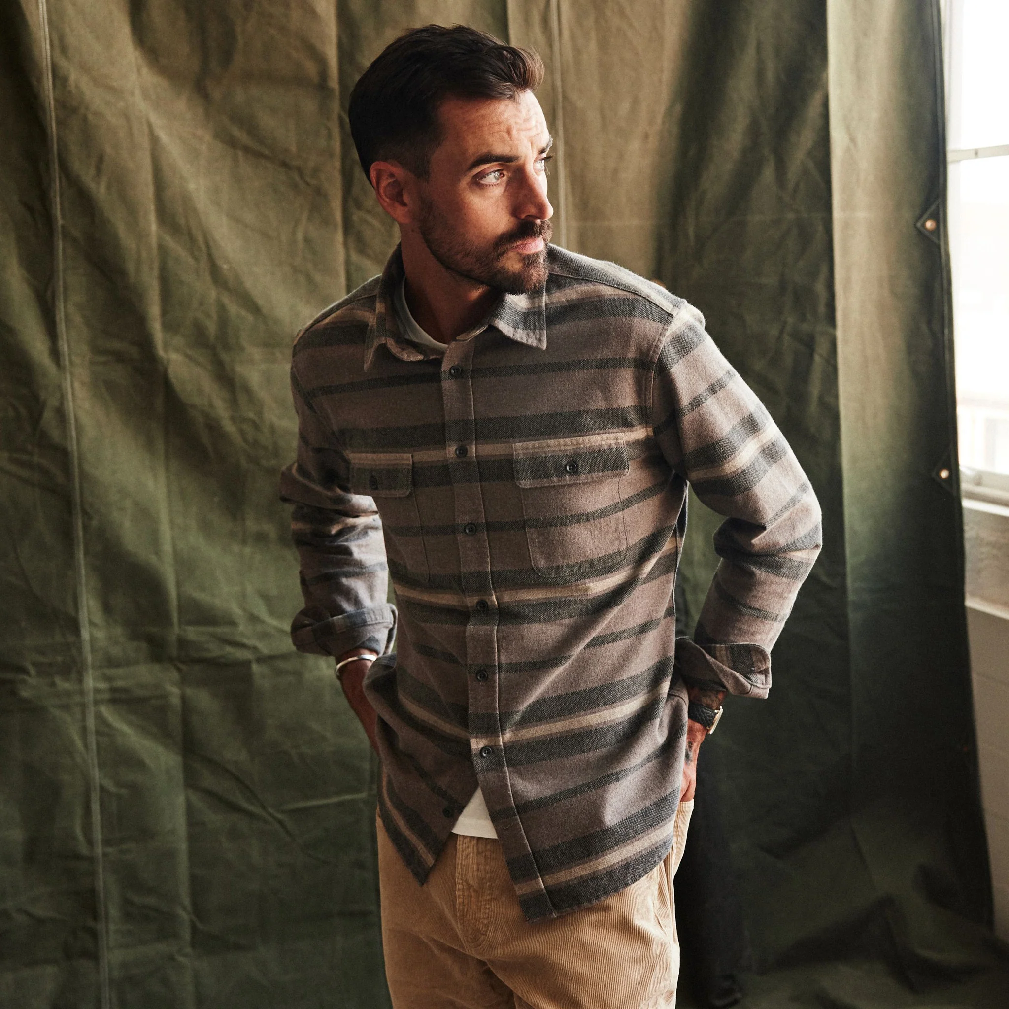 The Yosemite Shirt in Graystone Heather Stripe - Image 2